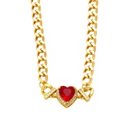 ( red)occidental style windchain necklace chain punk chain love zircon splice necklacenkb