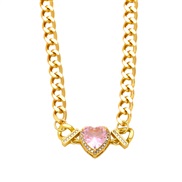 ( Pink)occidental style windchain necklace chain punk chain love zircon splice necklacenkb