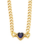 ( blue)occidental style windchain necklace chain punk chain love zircon splice necklacenkb