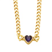 (purple)occidental style windchain necklace chain punk chain love zircon splice necklacenkb