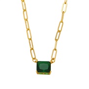 ( green)occidental style  samll all-Purpose square zircon necklaceins wind chainnkb