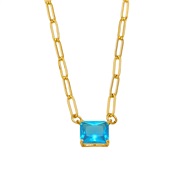 ( light blue )occidental style  samll all-Purpose square zircon necklaceins wind chainnkb