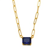 ( Dark blue)occidental style  samll all-Purpose square zircon necklaceins wind chainnkb