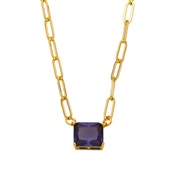 (purple)occidental style  samll all-Purpose square zircon necklaceins wind chainnkb