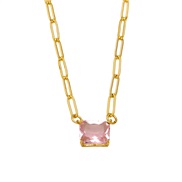 ( Pink)occidental style  samll all-Purpose square zircon necklaceins wind chainnkb