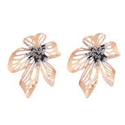 ( black)autumn fashion trend hollow Alloy flowers Acrylic flower occidental style earrings woman retro elegant Earring