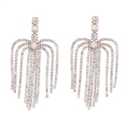 ( Gold)earrings occidental style exaggerating Alloy diamond Rhinestone tassel earrings woman claw chain Bohemia Nation 