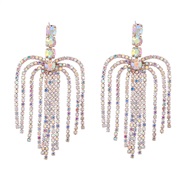 (AB color)earrings occidental style exaggerating Alloy diamond Rhinestone tassel earrings woman claw chain Bohemia Nati