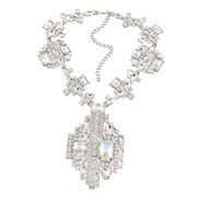 ( Silver)fashion occidental style exaggerating retro style Alloy diamond Rhinestone pendant clavicle chain necklace wom