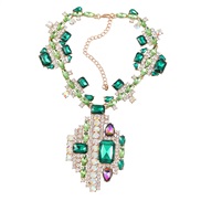 ( green)fashion occidental style exaggerating retro style Alloy diamond Rhinestone pendant clavicle chain necklace woma