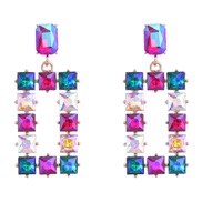 ( Color)occidental style hollow square Alloy diamond Acrylic geometry earrings woman brief super earringearrings