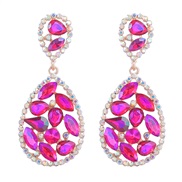 ( rose Red) occidental style exaggerating drop Alloy diamond earrings woman geometry super earringearrings