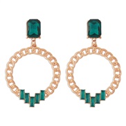 ( Gold)E occidental style  personality hollow circle chain retro earrings embed brief retro earring
