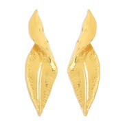 ( Gold)E geometry Irregular leaves earrings  exaggerating wind Alloy temperament Earring woman