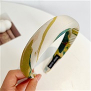( rice white )Korea big temperament print Headband high width Headband womanR