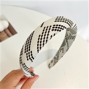 ( white )Korea big temperament print Headband high width Headband womanR