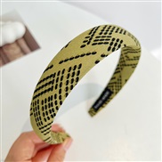 ( green )Korea big temperament print Headband high width Headband womanR