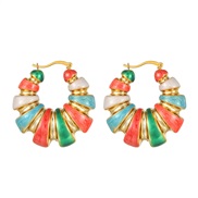 ( black)occidental style atmospheric fashion multicolor three-dimensional earrings