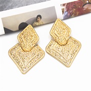 ( Gold) Alloy rhombus pattern occidental style earrings Alloy personality exaggerating Earring