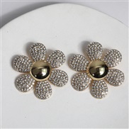 ( Gold transparent)occidental style style color Rhinestone flowers earrings silver fully-jewelled petal ear stud Earrin