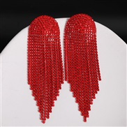 ( red)occidental style medium long style Rhinestone tassel earrings silver flash diamond ear stud Earring womanDiamond 