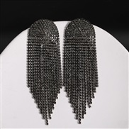 ( black)occidental style medium long style Rhinestone tassel earrings silver flash diamond ear stud Earring womanDiamon