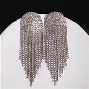 ( transparent)occidental style medium long style Rhinestone tassel earrings silver flash diamond ear stud Earring woman
