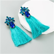 ( blue) occidental styleins Alloy exaggerating embed glass diamond long style tassel earrings earring super Earring