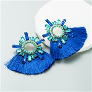 ( blue)occidental styleins wind tassel earrings woman embed glass diamond Earring personality long style exaggerating t