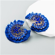 ( blue)ins wind trend temperament tassel earrings embed color Rhinestone earring woman temperament exaggerating Earring