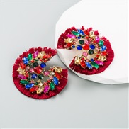 ( red)ins wind trend temperament tassel earrings embed color Rhinestone earring woman temperament exaggerating Earring