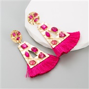 ( rose Red)occidental style temperament earrings long style tassel earring woman exaggerating high Earring new geometry