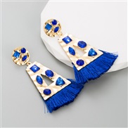 ( blue)occidental style temperament earrings long style tassel earring woman exaggerating high Earring new geometry