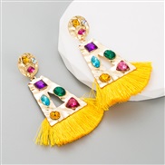 ( yellow)occidental style temperament earrings long style tassel earring woman exaggerating high Earring new geometry