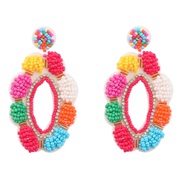 ( Color)autumn fashion flowers velvet beads weave earrings woman occidental style retro Bohemia Nation earring