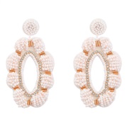 ( white)autumn fashion flowers velvet beads weave earrings woman occidental style retro Bohemia Nation earring