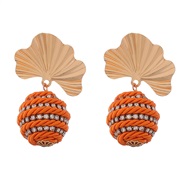 ( orange)earrings fashion Alloy leaves elasticity diamond weave earrings woman occidental style retro Earring