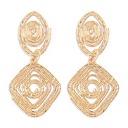 ( Gold)E retro ethnic style earring  geometry Irregular brief Metal earrings temperament hollow Earring