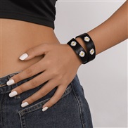 personality creative leather  samll exaggerating Rock brief small fresh bracelet