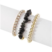 ( Gold + Black)Bohemia ethnic style  personality color stone claw chain fashion beads bracelet