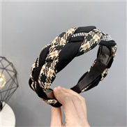 ( black)Autumn and Winter style houndstooth twisted weave Headband fully-jewelled chain Headband woman Korean style belt