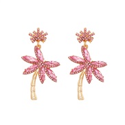 ( Pink)UR occidental style geometry diamond ear stud tree personality wind womanearrings