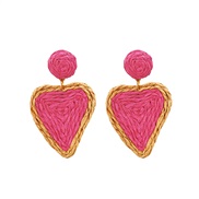 ( rose Red)UR fashion Bohemian style earrings handmade weave Peach heart earring woman