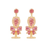 ( Pink)UR creative personality woman butterfly Alloy diamond ear stud fashion occidental styleearrings