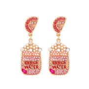 ( Pink)UR fashion creative personality geometry fruits earring occidental style lovely woman earrings