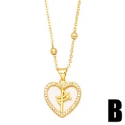 (B)occidental style fashion personality embed color zircon hollow love pendant necklace womannkb