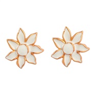 ( white)autumn brief Alloy enamel flowers earrings woman occidental style trend ear studearrings