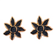 ( black)autumn brief Alloy enamel flowers earrings woman occidental style trend ear studearrings
