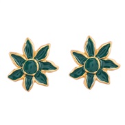 ( green)autumn brief Alloy enamel flowers earrings woman occidental style trend ear studearrings