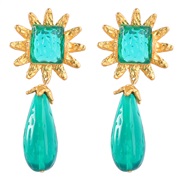 ( green)ins wind Alloy Acrylic flowers drop resin earring occidental style earrings woman retro temperament Earring
